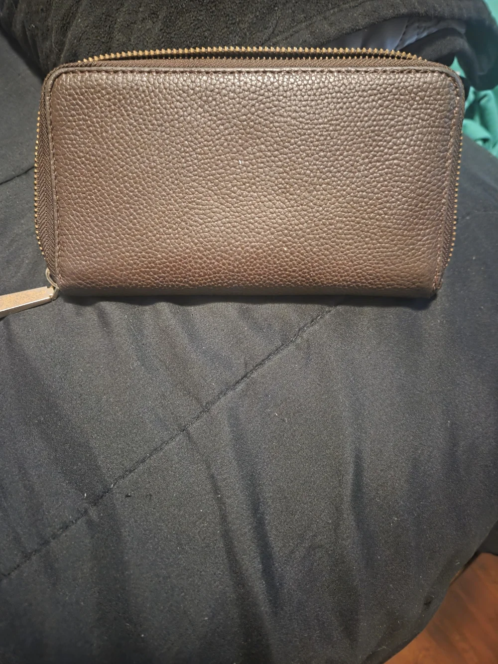 Michael Kors Brown Pebbled Leather Zip Wallet